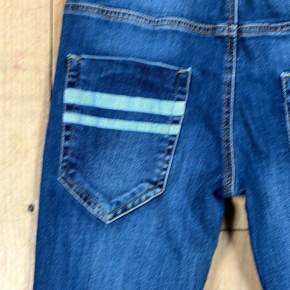 Zara Boys Straight Fit Denim Jeans, light blue trims, skeleton logo,  13-14